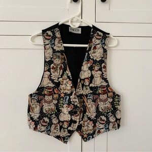 Vintage Facets by Mirrors Snowman Christmas Vest Size Medium
